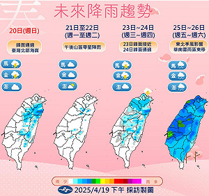明天外出帶傘!鋒面通過  午後北台灣有短暫陣雨