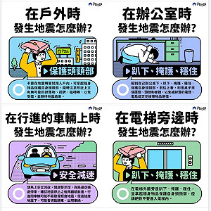 當地震發生時 謹記保命3步驟:趴下、掩護、穩住
