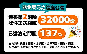 罷免葉元之破3萬2千份！達137%！罷團感謝各界公民超人  網喊：終於！好擔心！