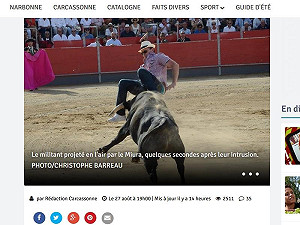 反鬥牛跳進鬥牛場惹毛牛  法男子被牴傷