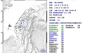 清晨連兩震!5:27南投竹山規模4.3地震  2分鐘後又震規模4.3