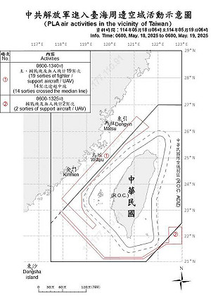 灰色地帶侵擾常態化？共機16架次跨海峽中線沿我24海哩外襲擾 