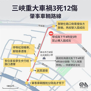 三峽車禍  警:肇事男案發前路口推撞車後疑逃逸