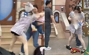 上海迪士尼打架影片瘋傳！短裙女毆完女童掀民怒火 胸部走光後又更火紅了