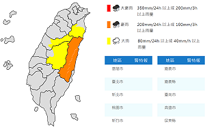 今晚花蓮慎防豪雨積水　明日午後雷雨發展旺盛、中南部恐有局部大雨