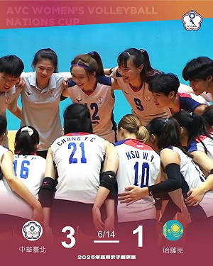 亞洲女排國家盃 台灣逆轉勝哈薩克獲得季軍