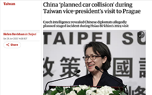 蕭美琴捷克險遭撞引全球熱議！外媒首頁頭條報導 揭中國跨國脅迫