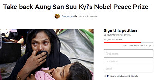 放任暴行 逾37萬人籲撤翁山蘇姬和平獎