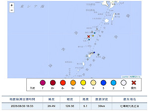 日本吐噶喇列島近海21日起震不停！鹿兒島十島村今發生震度「5弱」強震