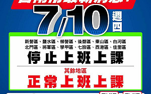 台南市政府宣布12地區10日停止上班上課! 下營民眾灌爆黃偉哲臉書