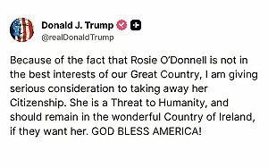 受不了傳奇脫口秀女星猛批 川普:認真考慮撤銷她國籍