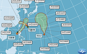 三颱共舞！繼昨日雙颱 輕颱「柯羅莎」今晚接力成颱