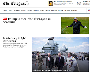 對中國最強硬表態！英大報官網首頁刊「英國準備為台灣而戰」報導