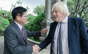 外交部長林佳龍午宴歡迎英國前首相強生  感謝對台海和平堅定支持