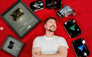 MrBeast破4億訂閱「獲藍鑽石獎牌」！網嗨：全球只有一人擁有