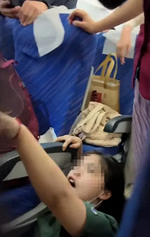 「他還是個孩子!」 熊小孩一路頂椅惹怒女乘客 一家4口還在機艙內圍毆她