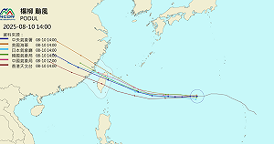 楊柳颱風將轉「中颱」！穿越台灣機率最高  各國路徑一圖看
