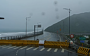 (影)楊柳颱風來襲！太麻里金崙大橋現「獼猴過馬路」悠哉觀浪萌翻網友