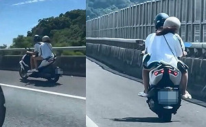 國3驚見情侶共乘機車狂飆！超扯畫面曝光  網砲轟：駕照怎麼考的？