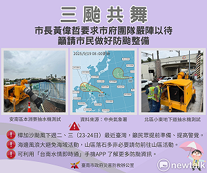 三颱共舞  黃偉哲要求市府團隊嚴陣以待籲市民做好防颱整備