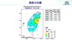 花蓮上午發生規模5地震!氣象署:未來3天留意規模4以上餘震