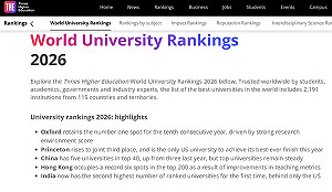 2026年泰晤士世界大學排名  中國學術論文在國際合作比例倒數第二
