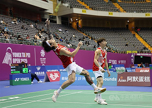 楊博涵/劉廣珩克制喊聲　丹麥羽球賽晉男雙16強