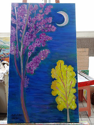 右手寫稿左手作畫  陳冷再開個展