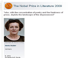 諾貝爾文學獎  德籍女作家慕勒摘桂冠