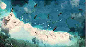 衛星圖顯示中國加速在爭議島嶼填海造島
