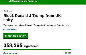 35萬英人網路連署  要求禁川普入境英國
