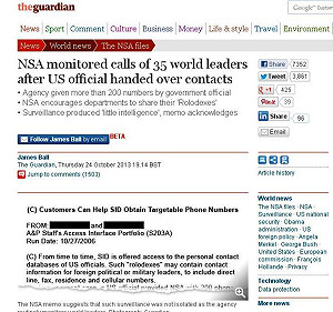 美官員提供電話 NSA監聽35名世界領袖
