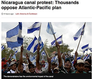 尼加拉瓜逾千人示威 反對中資興建新運河