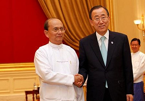 潘基文訪緬  承諾降低西方制裁