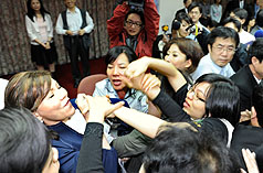審陸生來台法案  藍綠立委演出全武行