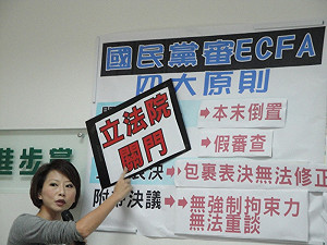 馬下ECFA審查4原則  綠委批破壞憲政體制
