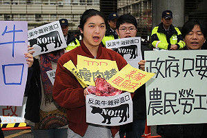 抗議進口美牛雜碎 民團批拿健康換TPP