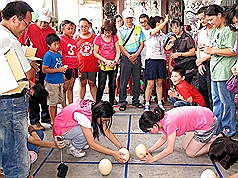 端午立蛋不稀奇 立鴕鳥蛋比真功夫