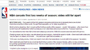勞資糾紛無解  NBA本季前2周賽程取消