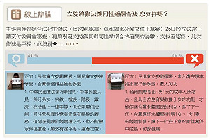 同志婚線上激辯  總票數逾43萬創新高