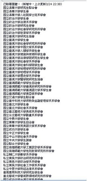 學生反服貿  全國50系學會自主罷課