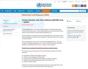 WHO：中國新增感染H7N9禽流感2人