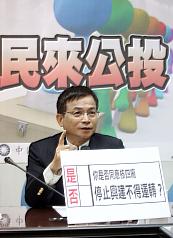 公投題目：是否同意核四停建不得運轉？