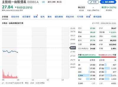 量縮觀望下 瑤姐逆勢砸逾6億元布局 00981A買誰？為何買？