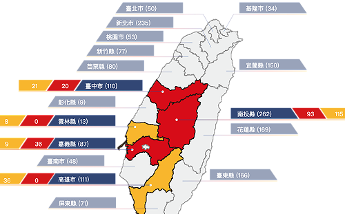 梅雨鋒面持續發威！台中、南投、嘉義發布149條土石流紅色警戒