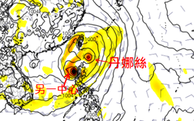 丹娜絲分裂出現兩颱風中心！氣象局：不排除雙颱影響