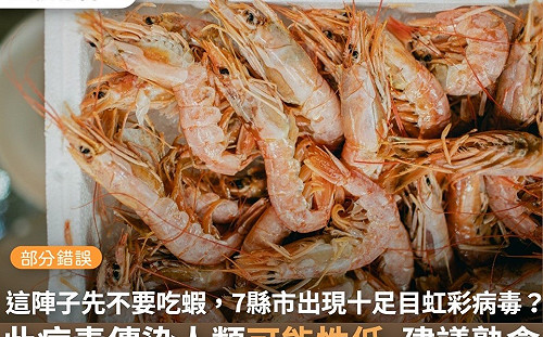 網傳蝦子有「十足目虹彩」病毒 查核中心：去年新聞 染疫蝦早銷毀
