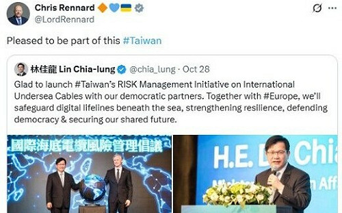 推動海底電纜安全倡議獲國際響應　英國國會議員轉發力挺台海風險管理