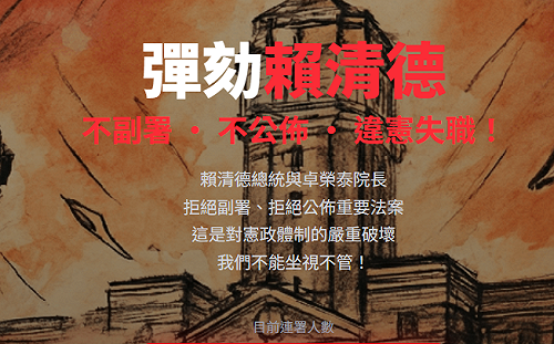 超越蔡英文2024得票數 !「彈劾賴清德」連署破817萬 他讚 : 成本低、造成困擾大