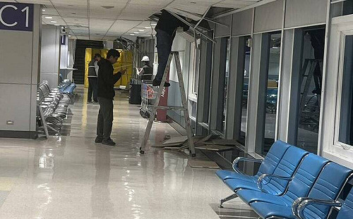 規模7.0地震釀災情！桃園機場二航廈天花板受損掉落2名旅客被砸到